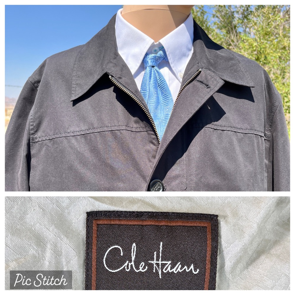 Cole Haan Mens M Black Jacket Full Zip Button Front Suit Coat camp outdoor‎